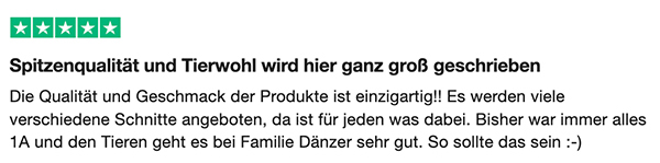 Das Fleisch war sehr zart und lecker. Der Kontakt war super nett. Die Kühe sind glücklich und mit den Kälbern zusammen. Das ist alles was ich mir von Fleisch wünschen kann.